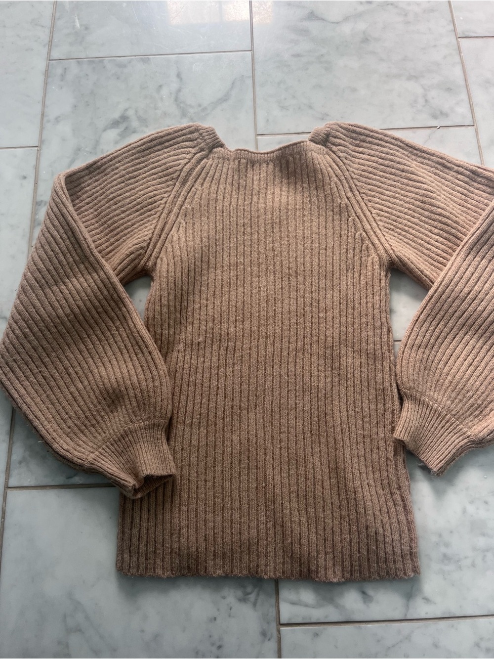 Beige Ribbed Square-Neck Sweater - Picture 6 of 6